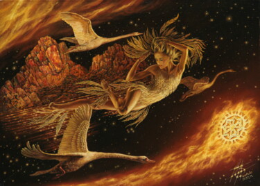绘画 标题为“following the sun” 由Георгий Инешин (Georgy Ineshin / Георгий Инешин), 原创艺术品, 油 安装在木质担架架上