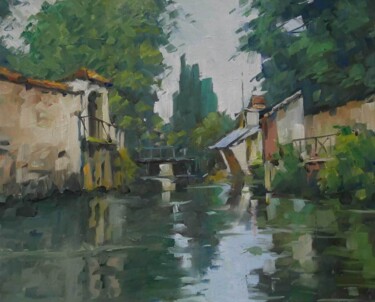 Painting titled "Paysage 77 (huile s…" by Christian Arnould, Original Artwork, Oil