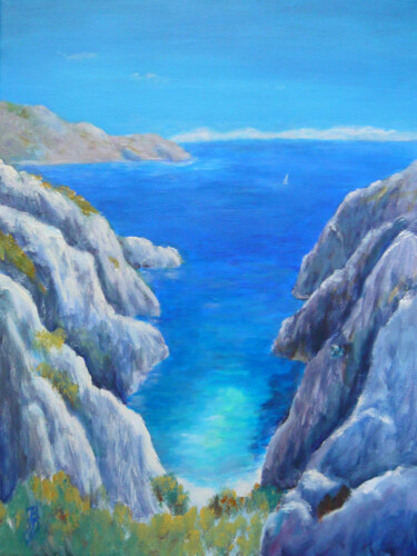 Calanques Peinture intitulée "Calanques" par Brigitte Dumont, Œuvre d'art originale, Acrylique