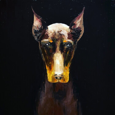 绘画 标题为“Black dog” 由Ji Aime Art, 原创艺术品, 油