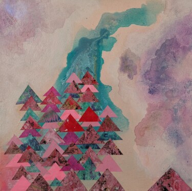 Triangles on Pink Collages titled "Triangles on Pink" by Lynda Rosemarie Stevens, Original Artwork, Collages