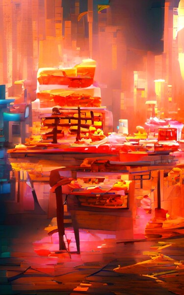 Digital Arts titled "BAKERY SHOP 6" by Mahesh Tolani, Original Artwork, Digital Painting