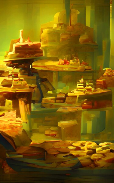 Digital Arts titled "BAKERY SHOP 7" by Mahesh Tolani, Original Artwork, Digital Painting