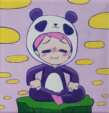 little panda 绘画 标题为“little panda” 由Eleonora Rom, 原创艺术品, 丙烯 安装在木质担架架上