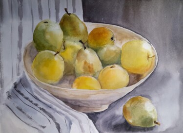 Painting titled "October yellow" by Liudmyla Lelechenko, Original Artwork, Watercolor