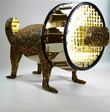 Scultura intitolato "Big glitter box n°1" da Artynkom, Opera d'arte originale, Gesso