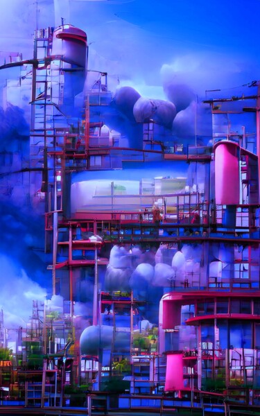 Digital Arts titled "CHEMICAL FACTORY 5" by Mahesh Tolani, Original Artwork, Digital Painting