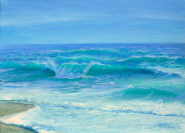 Painting titled "The warmth of the s…" by Sergey Lutsenko, Original Artwork, Oil Mounted on Wood Stretcher frame