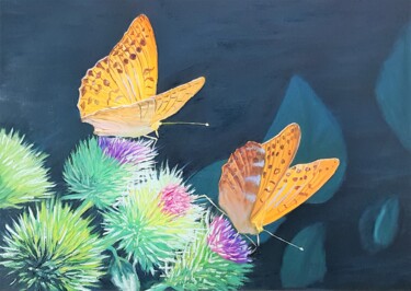 Painting titled "Two flames" by Mantas Naulickas, Original Artwork, Oil