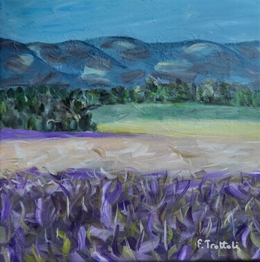 Painting titled "Lavandes" by Florence Trottoli, Original Artwork, Acrylic Mounted on Wood Stretcher frame