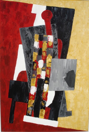 Painting titled "L'  ARLEQUIN" by Bertrand Delogne, Original Artwork, Acrylic Mounted on Wood Stretcher frame