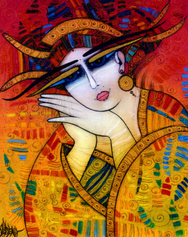 Gravures & estampes intitulée "Rêverie 30x21 cm" par Albena Vatcheva, Œuvre d'art originale, Monotype