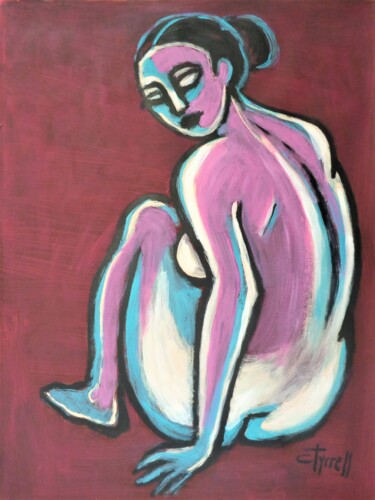 Burgundy And Turquoise Figure Peinture intitulée "Burgundy And Turquo…" par Carmen Tyrrell, Œuvre d'art originale, Acrylique