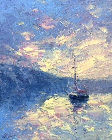 Картина под названием "Evening 1" - Dmitry Oleyn, Подлинное произведение искусства, Масло Установлен на Деревянная рама для…