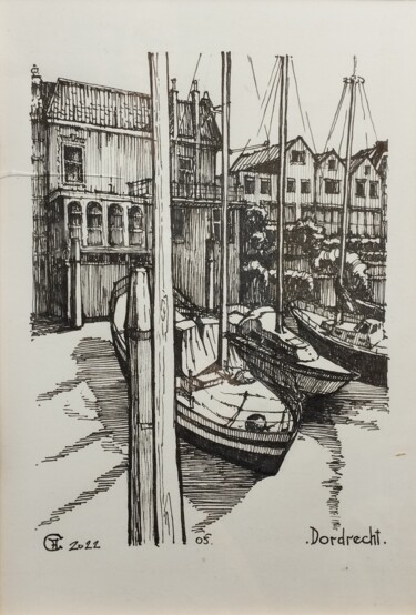 Dordrecht. Boats. "Dordrecht. Boats." başlıklı Resim Hanna Chervonna tarafından, Orijinal sanat, Işaretleyici