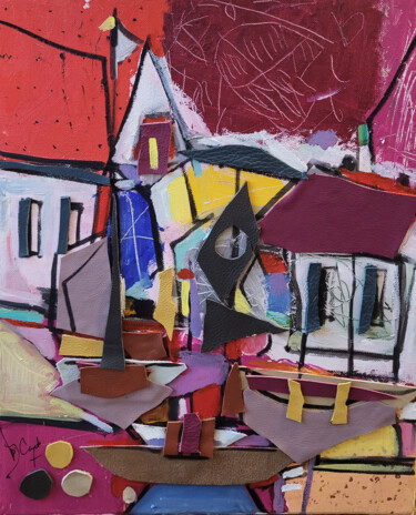 Peinture intitulée "Les petits bateaux" par Muriel Cayet, Œuvre d'art originale, Acrylique Monté sur Châssis en bois