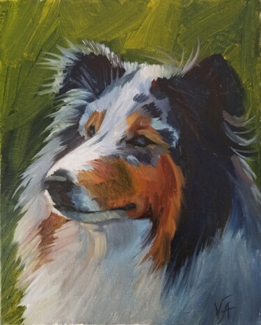 ROUGH COLLIE - oil painting, original gift, interior art Peinture intitulée "ROUGH COLLIE - oil…" par Alona Vakhmistrova, Œuvre d'art originale, Huile