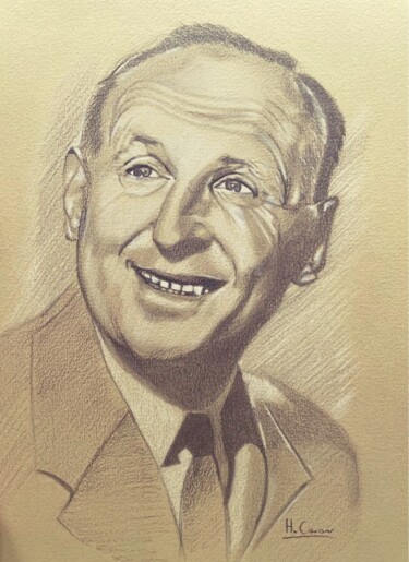 图画 标题为“BOURVIL” 由Hugo Caron, 原创艺术品, 铅笔