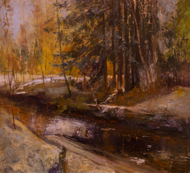 Pittura intitolato "Талая вода" da Andrei Iakovlev, Opera d'arte originale, Olio