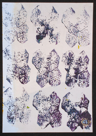 제목이 "Fleurs diaphanes"인 판화 Léa Coutureau로, 원작, 라이노컷