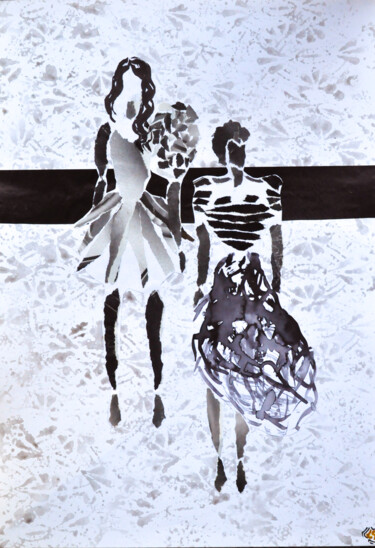 「Silhouettes」というタイトルのコラージュ Léa Coutureauによって, オリジナルのアートワーク, コラージュ