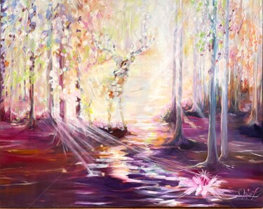 LE SECRET DE LA FORET Ζωγραφική με τίτλο "LE SECRET DE LA FOR…" από Marie Laplace, Αυθεντικά έργα τέχνης, Λάδι Τοποθετήθηκε στο Ξύλινο φορείο σκελ…