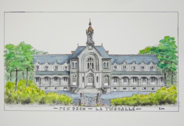 Schilderij getiteld "Chapelle Pen Bron L…" door Artelierdedomi, Origineel Kunstwerk, Aquarel