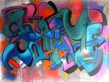 Peinture intitulée "Tag n° 2207" par Saname, Œuvre d'art originale, Bombe aérosol