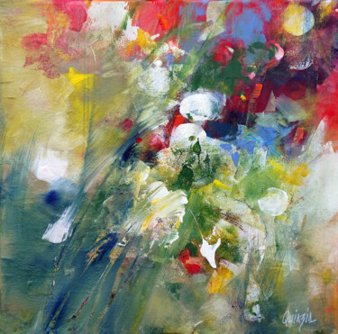 Peinture intitulée "Morceau de jardin 2…" par Marianne Quinzin, Œuvre d'art originale, Acrylique Monté sur Châssis en bois