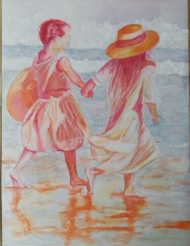Disegno intitolato "Les deux soeurs" da Fred Haute, Opera d'arte originale, Acquarello