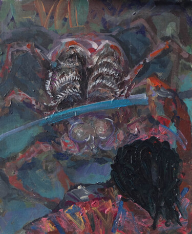 Peinture intitulée "土蜘蛛 (Araignée terre…" par Blinov Igor, Œuvre d'art originale, Acrylique Monté sur Châssis en bois