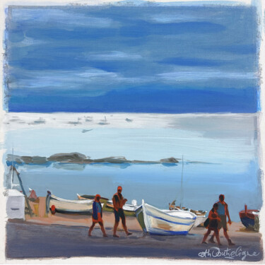 Painting titled "1 Littoral" by Cathy Doutreligne, Original Artwork, Acrylic Mounted on Wood Stretcher frame