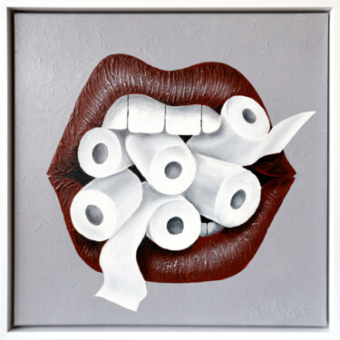 Schilderij getiteld "COVID TOILET PAPER…" door Alla Grande, Origineel Kunstwerk, Acryl