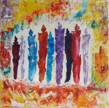 Peinture intitulée "COMMUNAUTES 3" par Christiane Guerry, Œuvre d'art originale, Acrylique