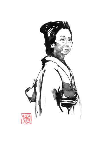 图画 标题为“old lady” 由Péchane, 原创艺术品, 水彩