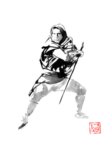 图画 标题为“zatoichi ready” 由Péchane, 原创艺术品, 水彩