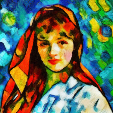 The lady with the Scarf Digital Arts titled "The lady with the S…" by Bachir Reddioui, Original Artwork, Digital Painting