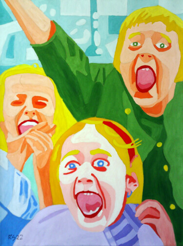 Painting titled "Chaos at the Puppet…" by Randall Steinke, Original Artwork, Oil