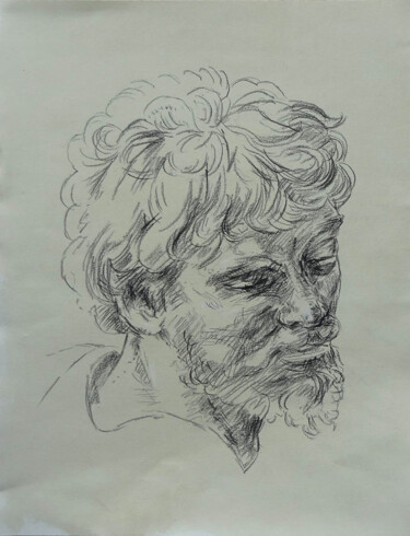 Dessin intitulée "Tête d'apôtre (apre…" par Blinov Igor, Œuvre d'art originale, Fusain