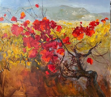 Peinture intitulée "Ruby necklace of au…" par Marina Berezina, Œuvre d'art originale, Huile