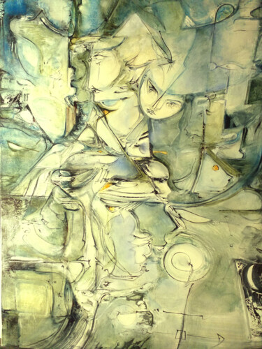 Peinture intitulée "Esprits mouvants" par Christian Gorget, Œuvre d'art originale, Huile Monté sur Châssis en bois