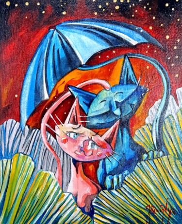 Peinture intitulée "En couple" par Jsroosenys, Œuvre d'art originale, Acrylique