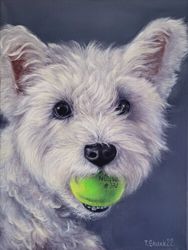Painting titled "Dog" by Tanya Shark, Original Artwork, Oil
