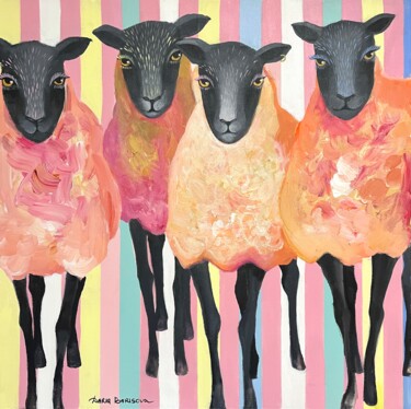Gossip Girls. Acrylic on canvas, 30 x 30 in 제목이 "Gossip Girls. Acryl…"인 미술작품 Daria Borisova로, 원작, 아크릴