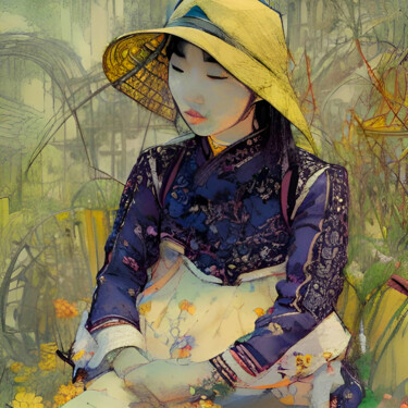 绘画 标题为“Peasant” 由Michael Cheung, 原创艺术品, 丙烯 安装在木质担架架上