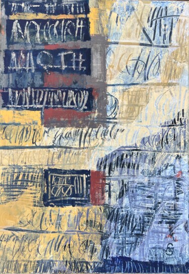 Painting titled "Strates d'écritures" by Hélène Gallon, Original Artwork, Acrylic