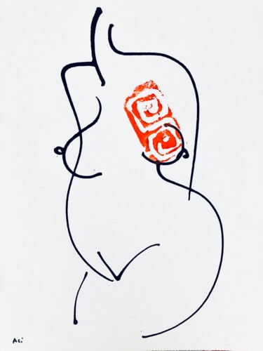 绘画 标题为“nude 4” 由Ellie Ali, 原创艺术品, 墨