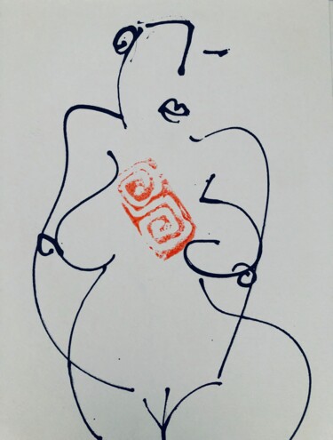 绘画 标题为“Nude 5” 由Ellie Ali, 原创艺术品, 墨