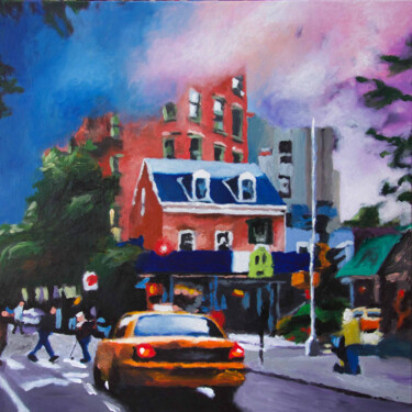 Peinture intitulée "Blue-Roof" par Michel Fourcade, Œuvre d'art originale, Acrylique
