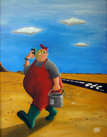 Pittura intitolato "Etc..." da Ufuk Uyanik, Opera d'arte originale, Olio Montato su Pannello di legno